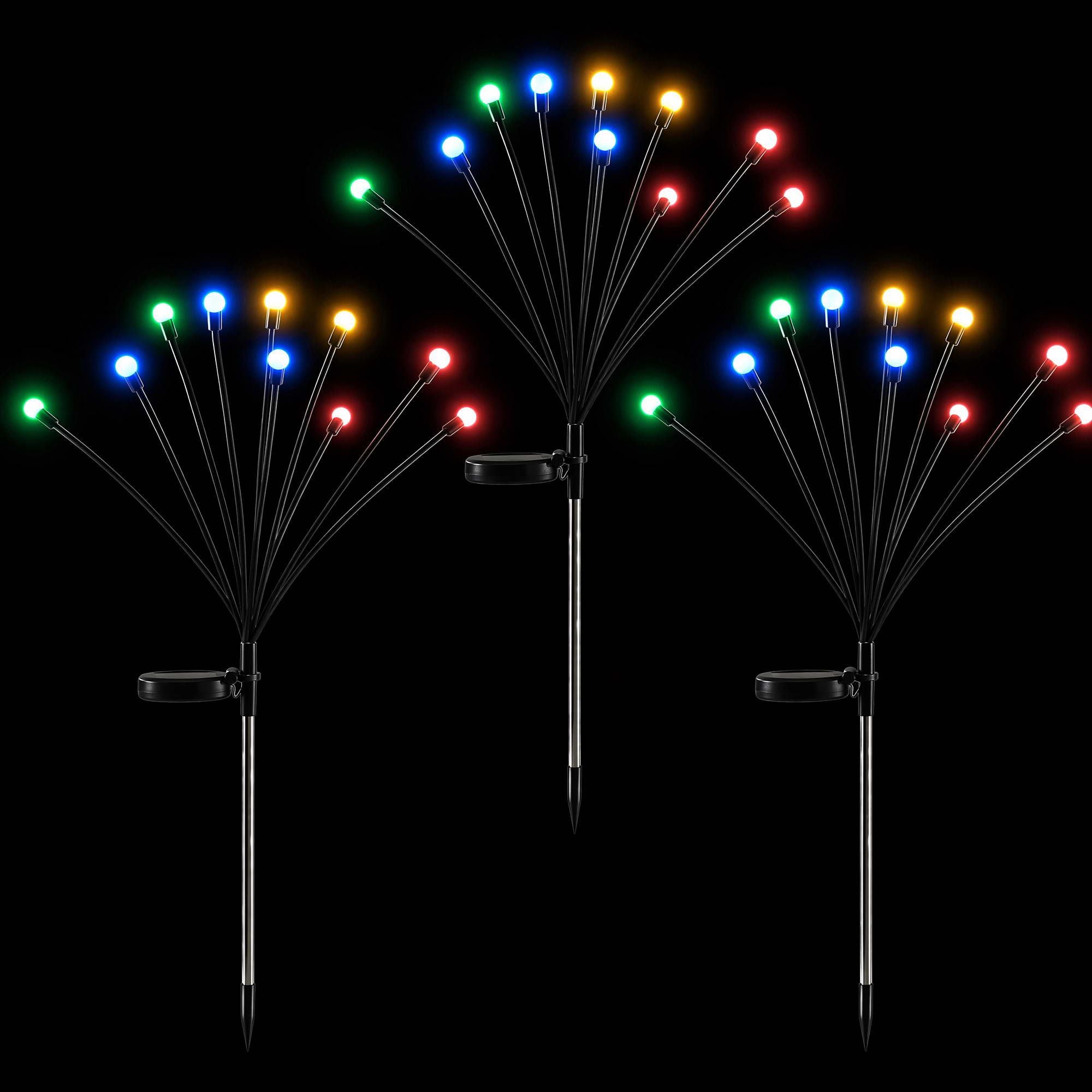 Jingle Jollys Christmas Lights Solar Firefly Lights Garden Decoration Path Lights Multicolour 3 Pack
