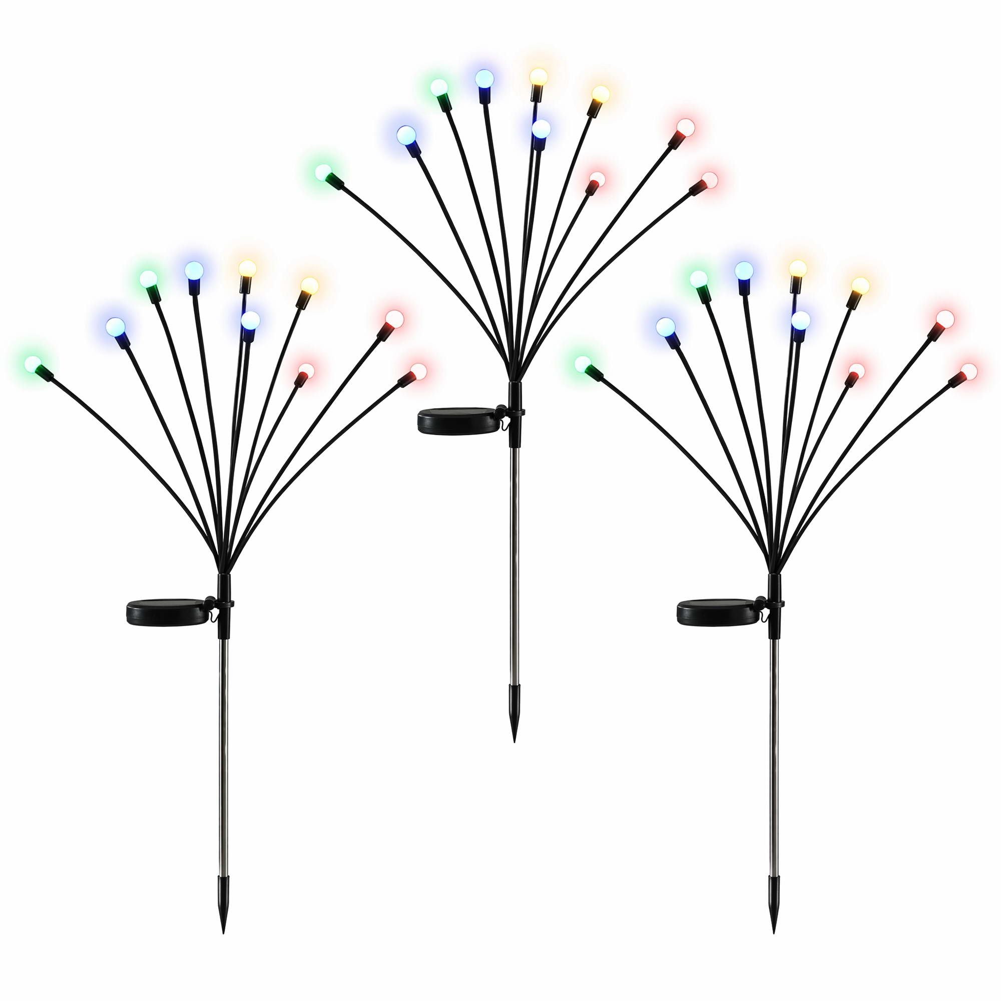 Jingle Jollys Christmas Lights Solar Firefly Lights Garden Decoration Path Lights Multicolour 3 Pack