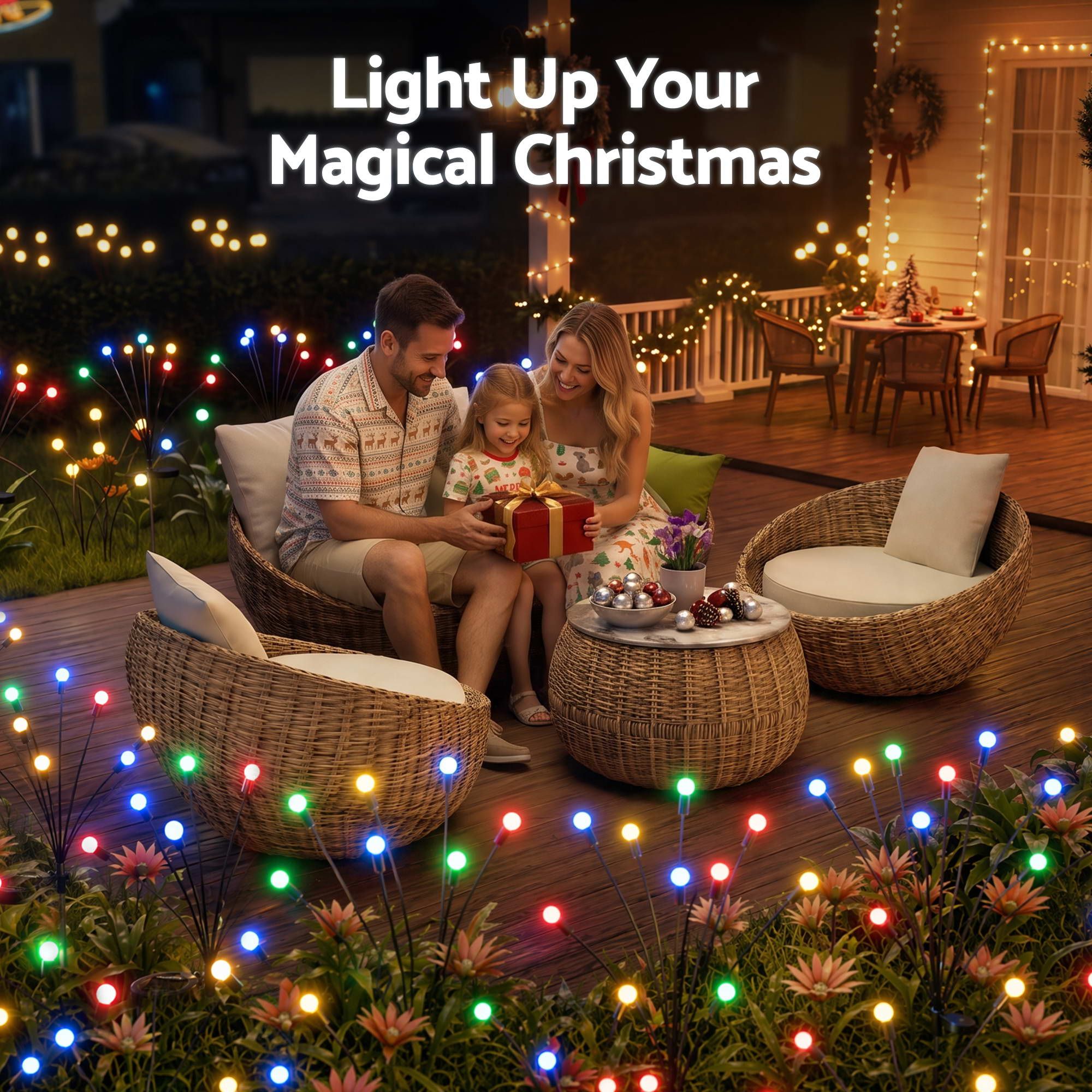 Jingle Jollys Christmas Lights Solar Firefly Lights Garden Decoration Path Lights Multicolour 3 Pack