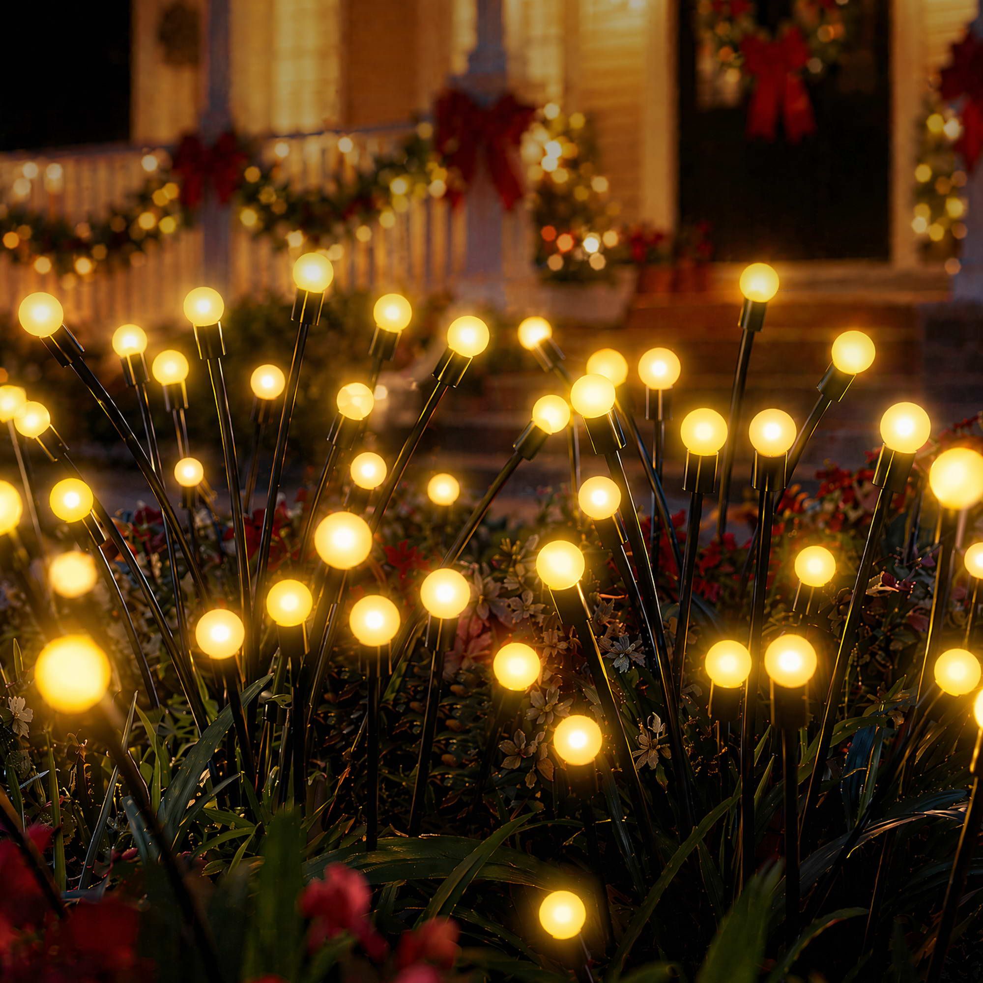 Jingle Jollys Christmas Lights Solar Firefly Lights Garden Decoration Path Lights Warm White 3 Pack