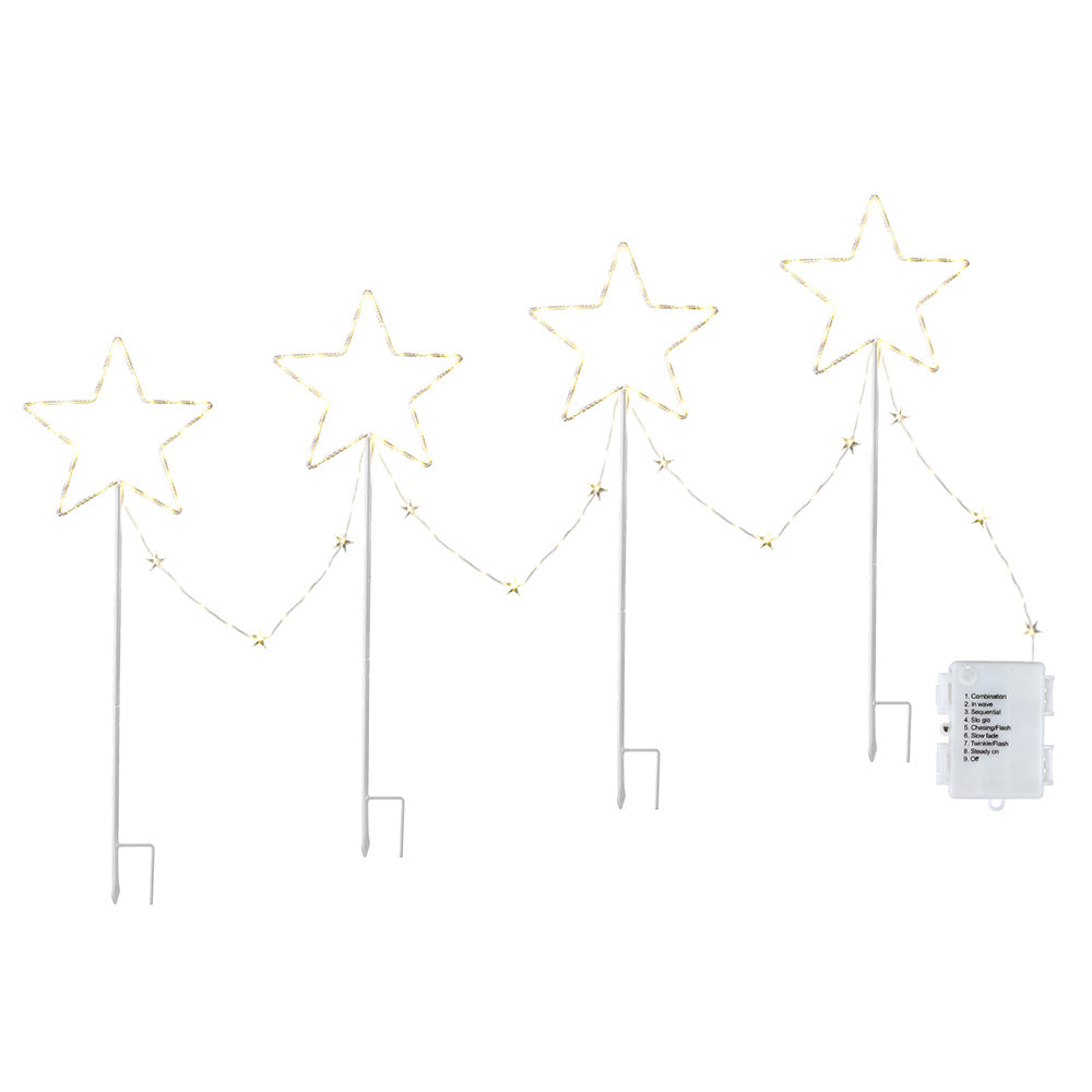 Outdoor Decorations & Lights: Jingle Jollys 4 PCS Christmas Lights Path Ground Light Garden Decorations 144 LED