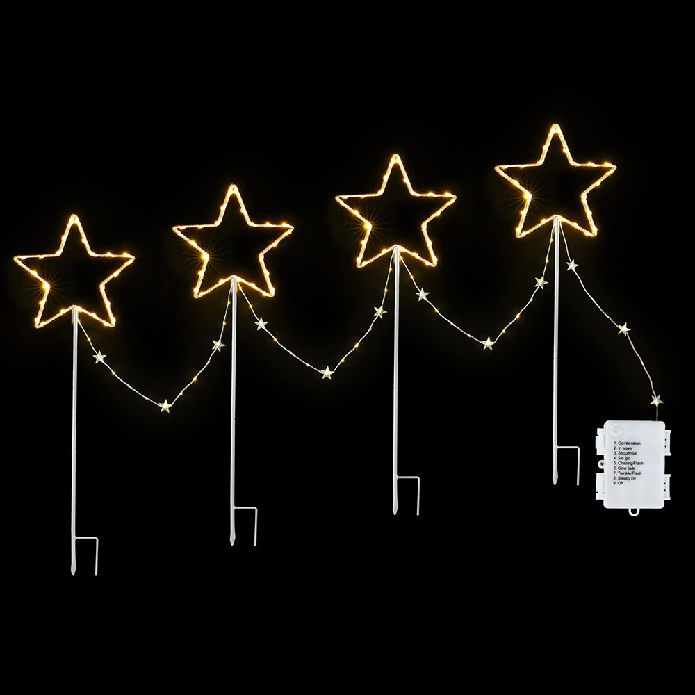 Outdoor Decorations & Lights: Jingle Jollys 4 PCS Christmas Lights Path Ground Light Garden Decorations 144 LED