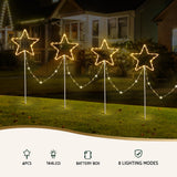 Outdoor Decorations & Lights: Jingle Jollys 4 PCS Christmas Lights Path Ground Light Garden Decorations 144 LED