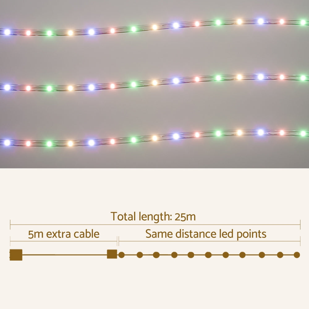 Outdoor Decorations & Lights: 20M Christmas Lights String Rope Light Decorations 600 LED Colorful Jingle Jollys