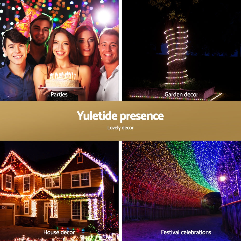Outdoor Decorations & Lights: 20M Christmas Lights String Rope Light Decorations 600 LED Colorful Jingle Jollys