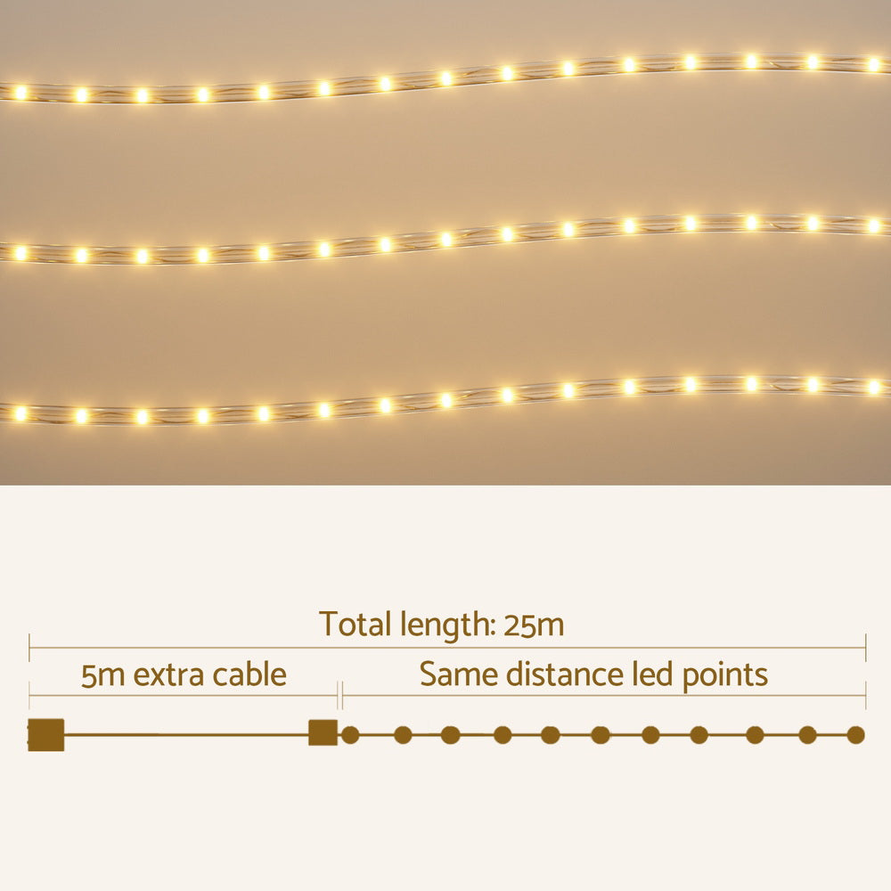 Outdoor Decorations & Lights: 20M Christmas Lights String Rope Light Decorations 600 LED Warm Jingle Jollys