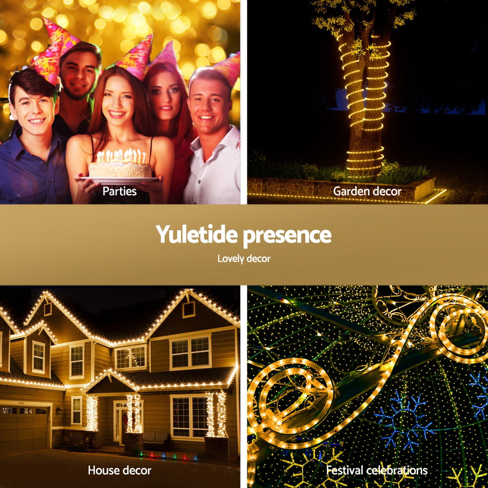 Outdoor Decorations & Lights: 20M Christmas Lights String Rope Light Decorations 600 LED Warm Jingle Jollys