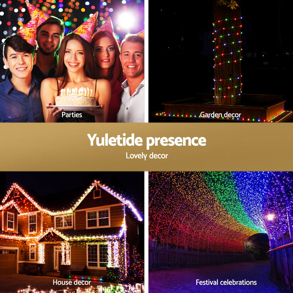 Outdoor Decorations & Lights: Jingle Jollys 30M Christmas Lights String Rope Light Decoration 300 LED Colorful