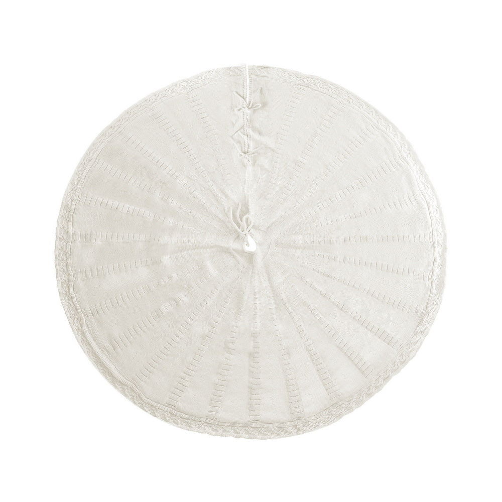 Christmas Decorations: Jingle Jollys Christmas Tree Skirt 90cm Knitted Fabric Xmas Ornament Decor Beige