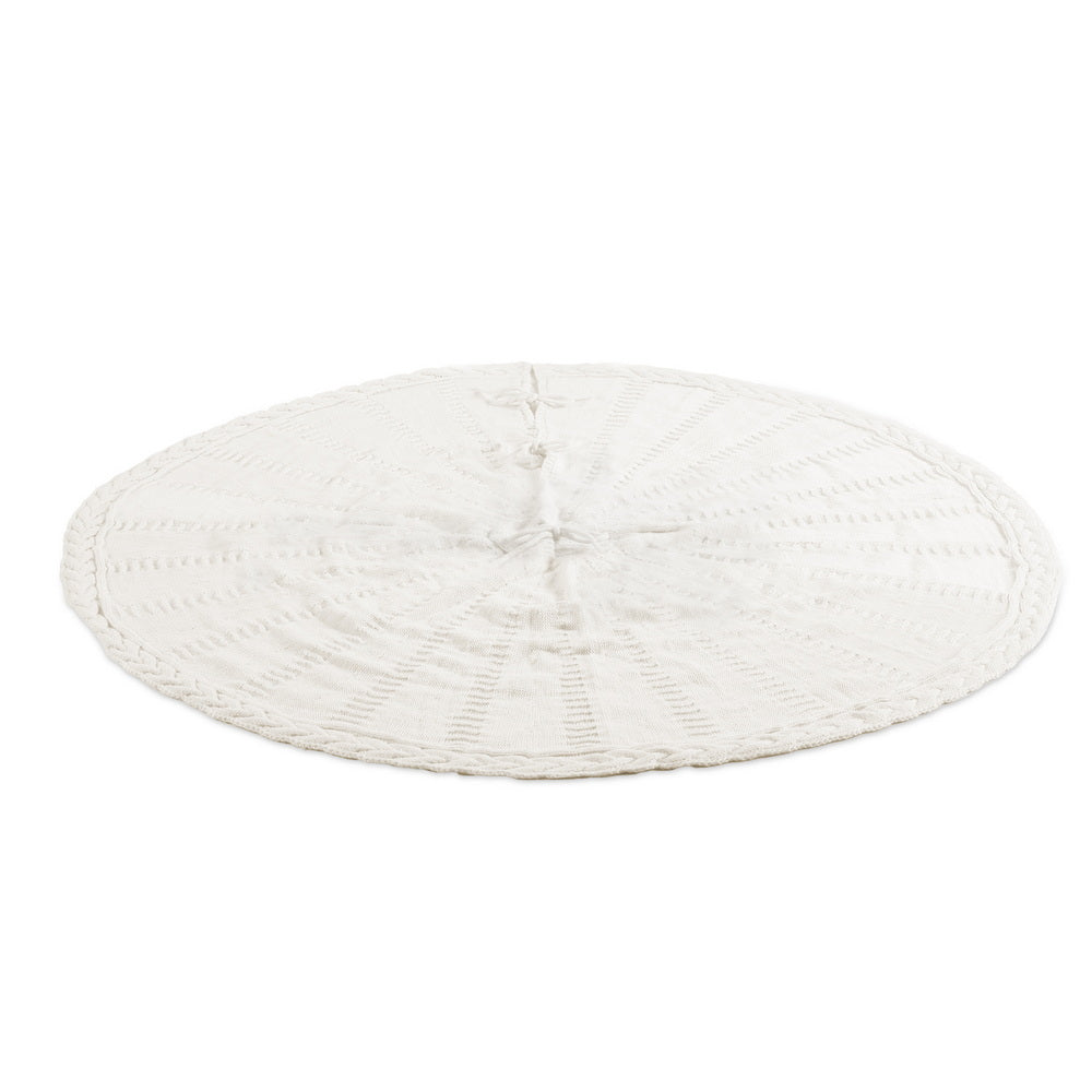 Christmas Decorations: Jingle Jollys Christmas Tree Skirt 90cm Knitted Fabric Xmas Ornament Decor Beige