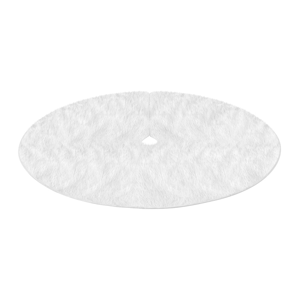 Christmas Trees: Jingle Jollys Christmas Tree Skirt 120cm Plush Xmas Fluffy Ornaments Decor White
