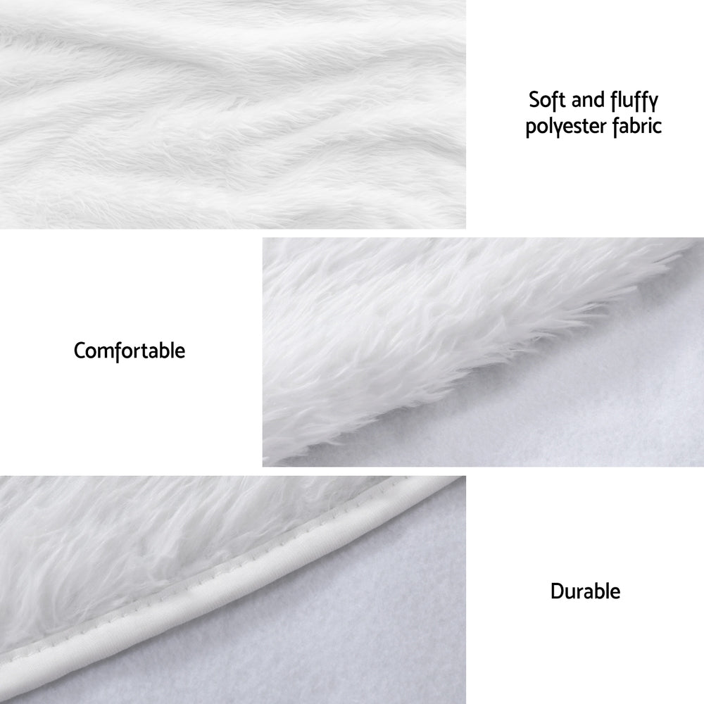 Christmas Trees: Jingle Jollys Christmas Tree Skirt 120cm Plush Xmas Fluffy Ornaments Decor White