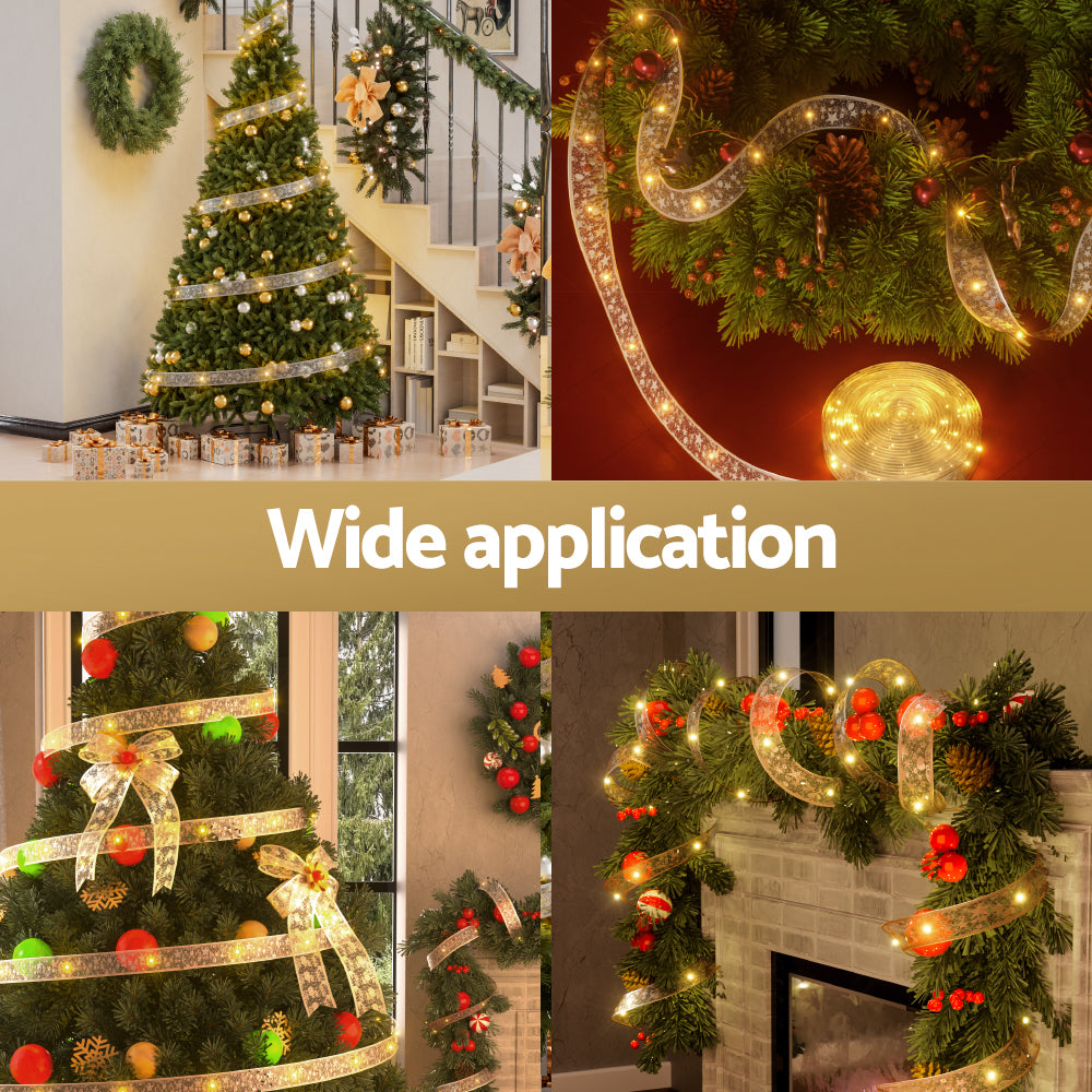 Outdoor Decorations & Lights: 20M Christmas Lights Ribbon Fairy Light 200 LED Warm Jingle Jollys