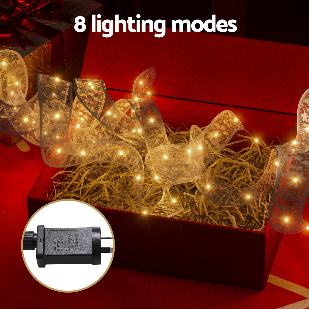 Outdoor Decorations & Lights: 20M Christmas Lights Ribbon Fairy Light 200 LED Warm Jingle Jollys