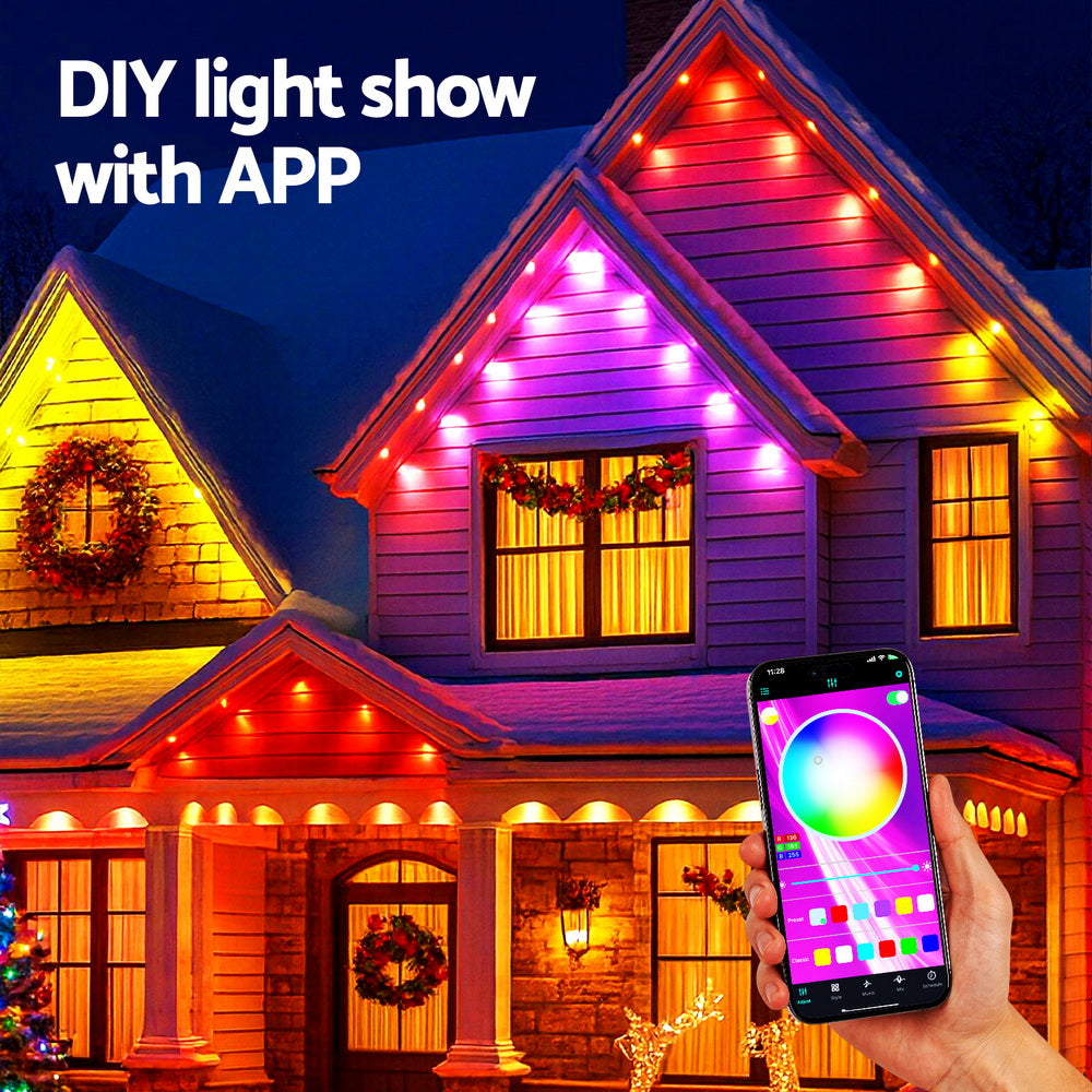 Outdoor Decorations & Lights: Jingle Jollys 15M Christmas Lights Permanent String Eaves Light 36 LED Decoration