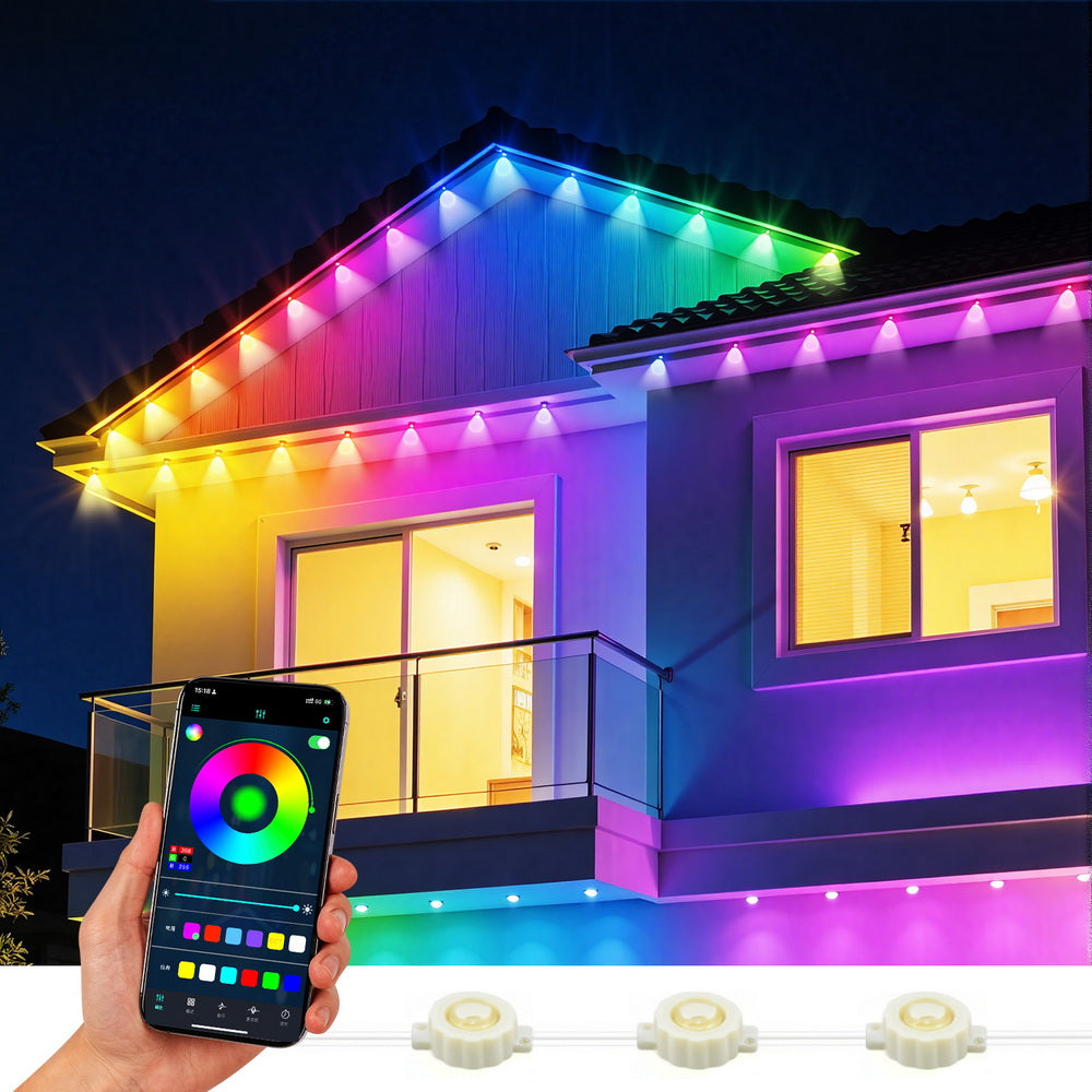 Outdoor Decorations & Lights: Jingle Jollys 15M Christmas Lights Permanent String Eaves Light 36 LED Decoration