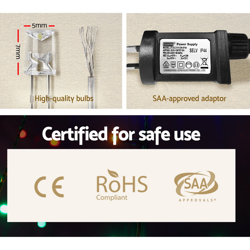 Outdoor Decorations & Lights: 100M Christmas Lights String Fairy Light 500 LED Colourful Jingle Jollys