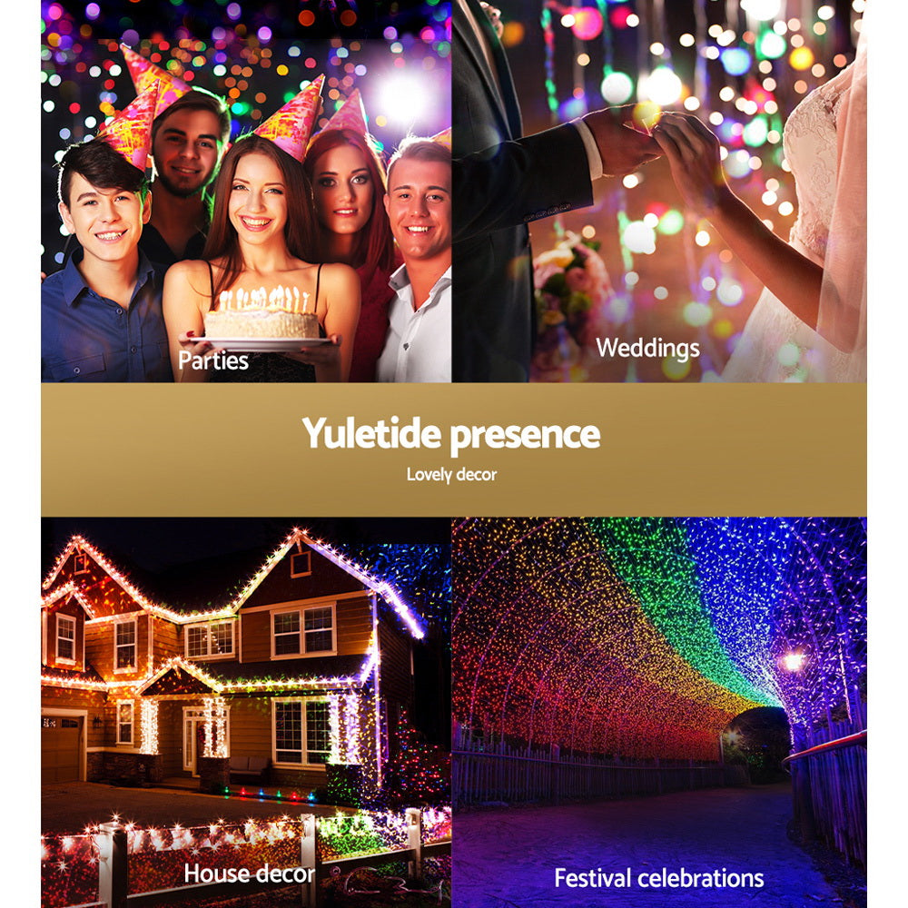 Outdoor Decorations & Lights: 100M Christmas Lights String Fairy Light 500 LED Colourful Jingle Jollys