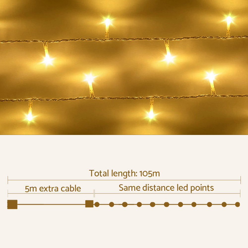 Outdoor Decorations & Lights: 100M Christmas Lights String Fairy Light 500 LED Warm White Jingle Jollys