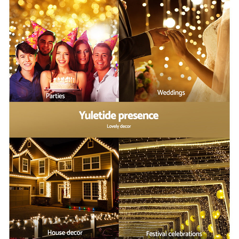 Outdoor Decorations & Lights: 100M Christmas Lights String Fairy Light 500 LED Warm White Jingle Jollys