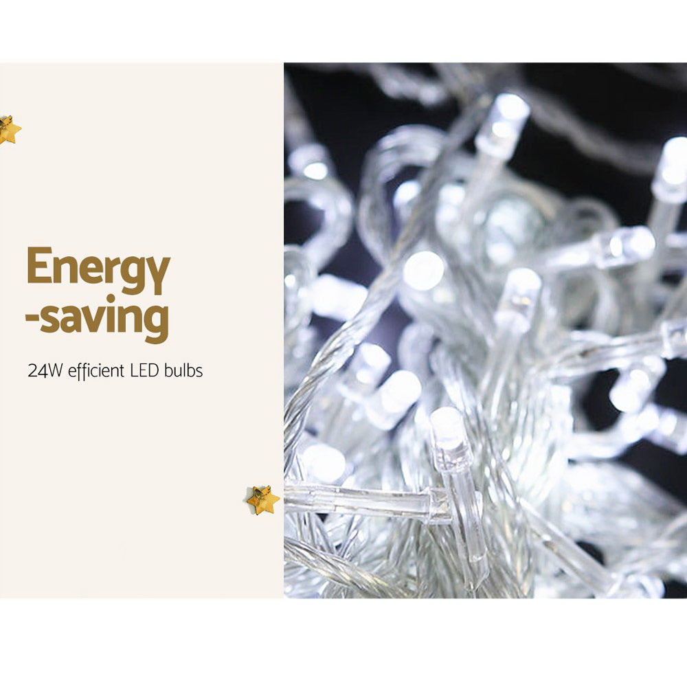 Outdoor Decorations & Lights: 100M Christmas Lights String Fairy Light 500 LED Cool White Jingle Jollys