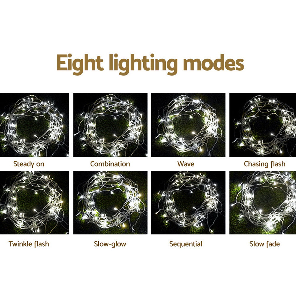 Outdoor Decorations & Lights: 100M Christmas Lights String Fairy Light 500 LED Cool White Jingle Jollys