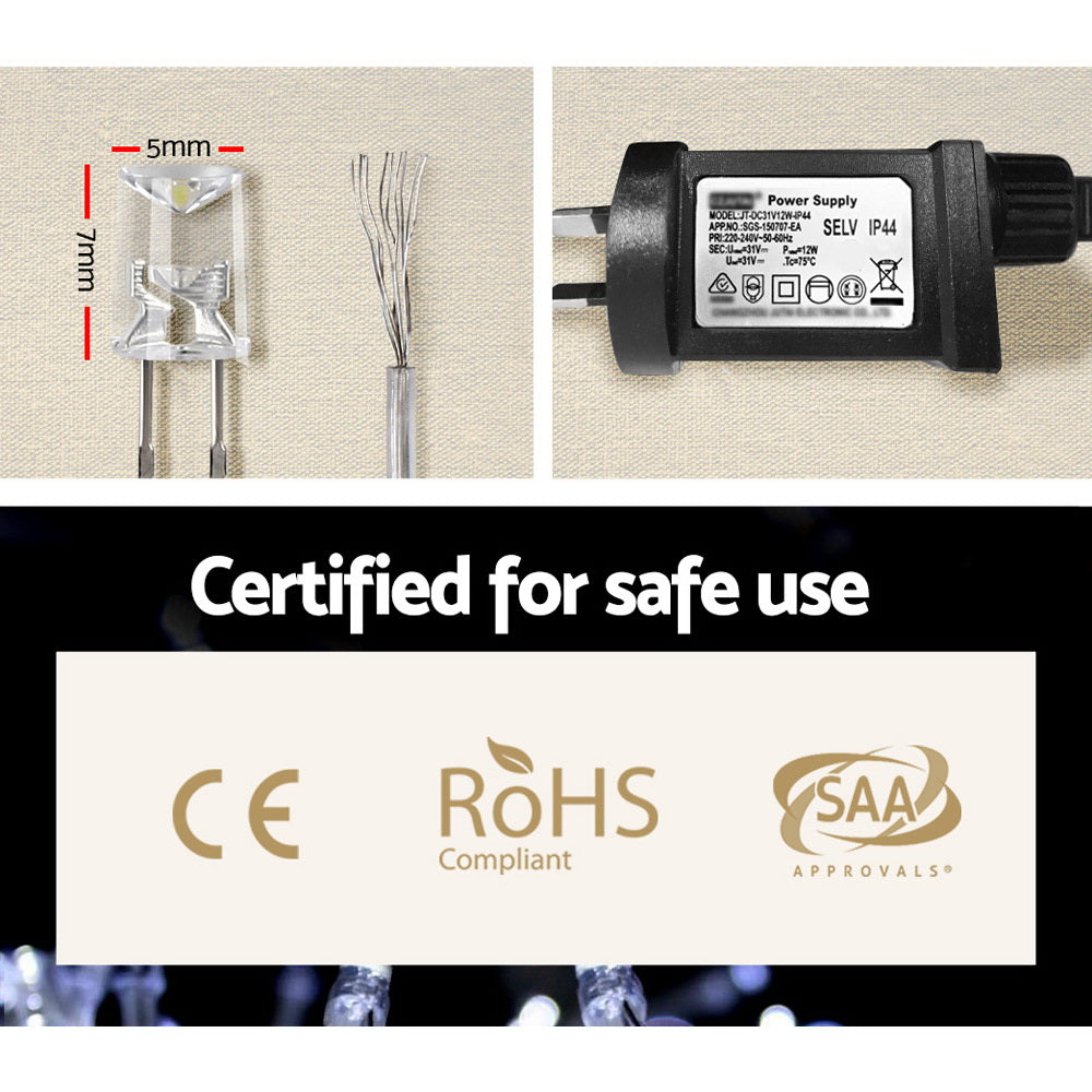 Outdoor Decorations & Lights: 100M Christmas Lights String Fairy Light 500 LED Cool White Jingle Jollys