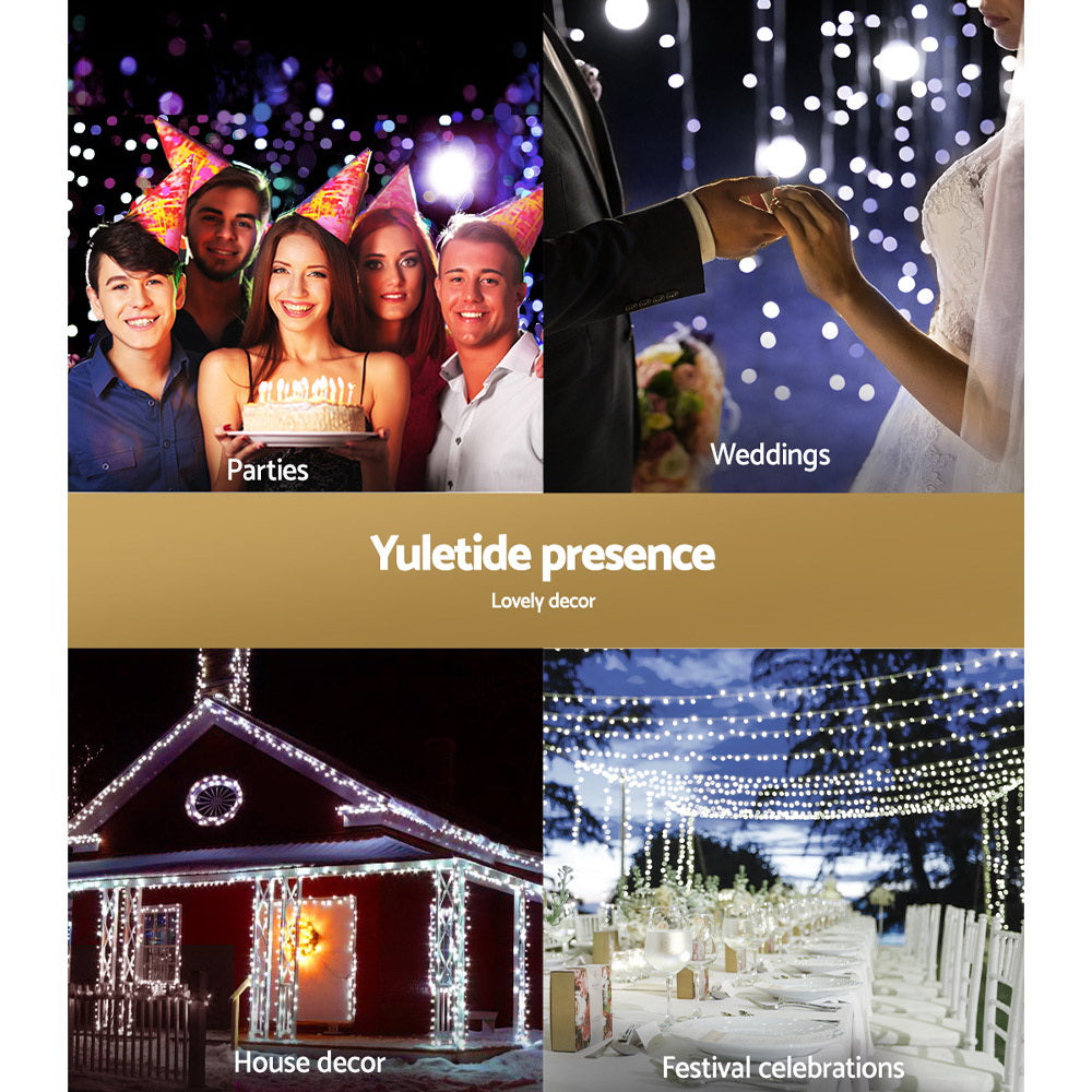 Outdoor Decorations & Lights: 100M Christmas Lights String Fairy Light 500 LED Cool White Jingle Jollys