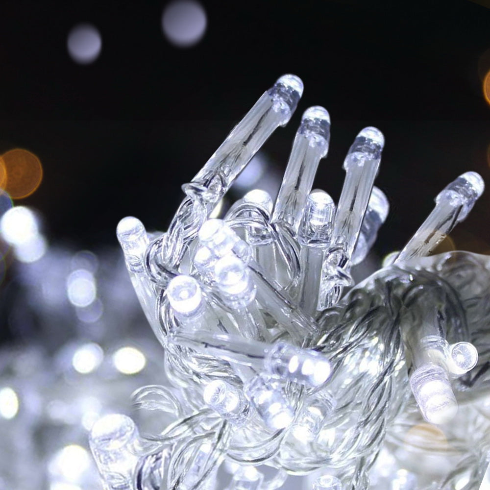 Outdoor Decorations & Lights: 100M Christmas Lights String Fairy Light 500 LED Cool White Jingle Jollys