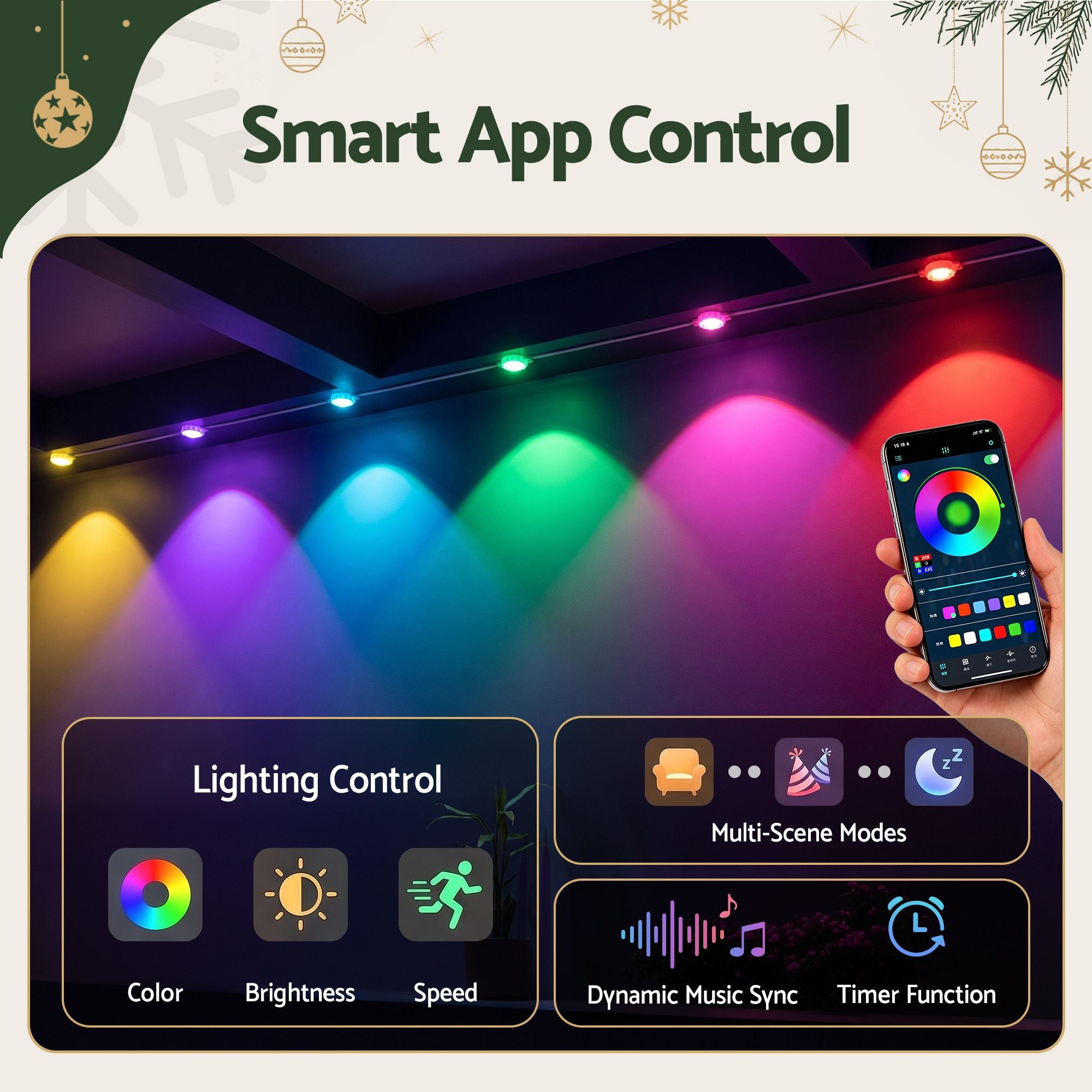 Jingle Jollys 30M Christmas Permanent Outdoor Lights Smart Eaves String App Control Decoration 72LED