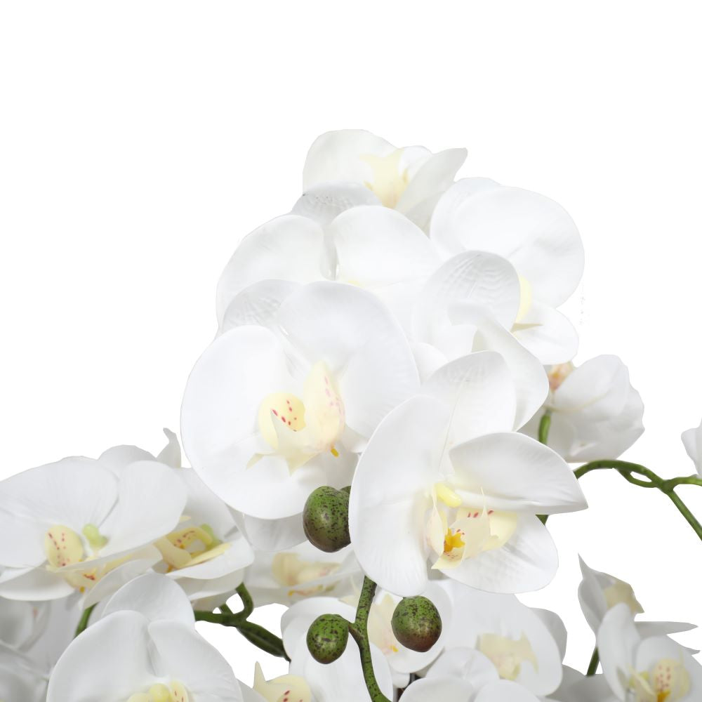 Artificial Flowers & Plants: Large Multi-Stem White Potted Faux Orchid 65cm