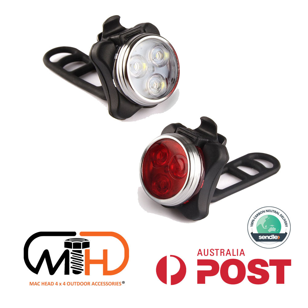 Bicycle Parts: Waterproof Bicycle Bike Lights Front Rear Tail Light Lamp USB Rechargeable IPX4