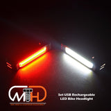 Automotive Lights: Set USB Rechargeable LED Bike Front Light headlight lamp Bar rear Tail Wide Beam