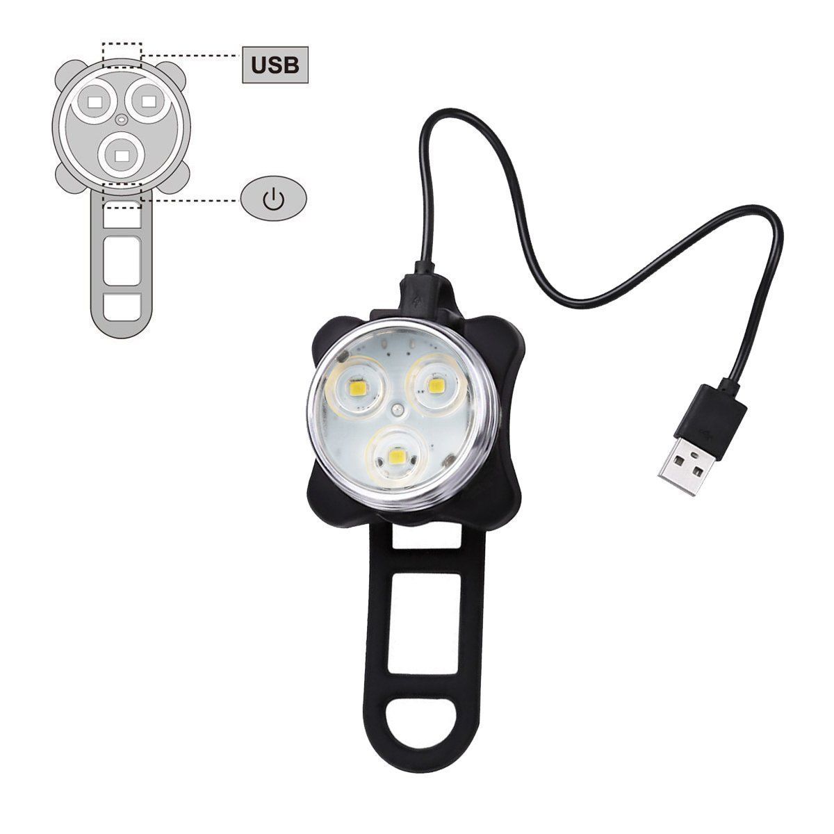 Bicycle Parts: Waterproof Bicycle Bike Lights Front Rear Tail Light Lamp USB Rechargeable IPX4