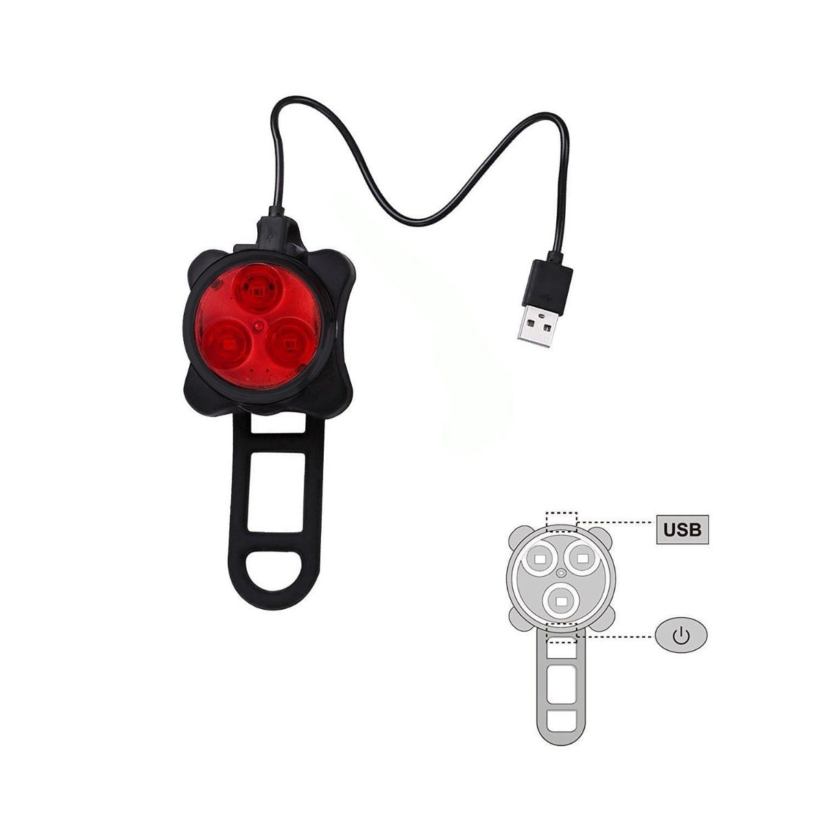 Bicycle Parts: Waterproof Bicycle Bike Lights Front Rear Tail Light Lamp USB Rechargeable IPX4