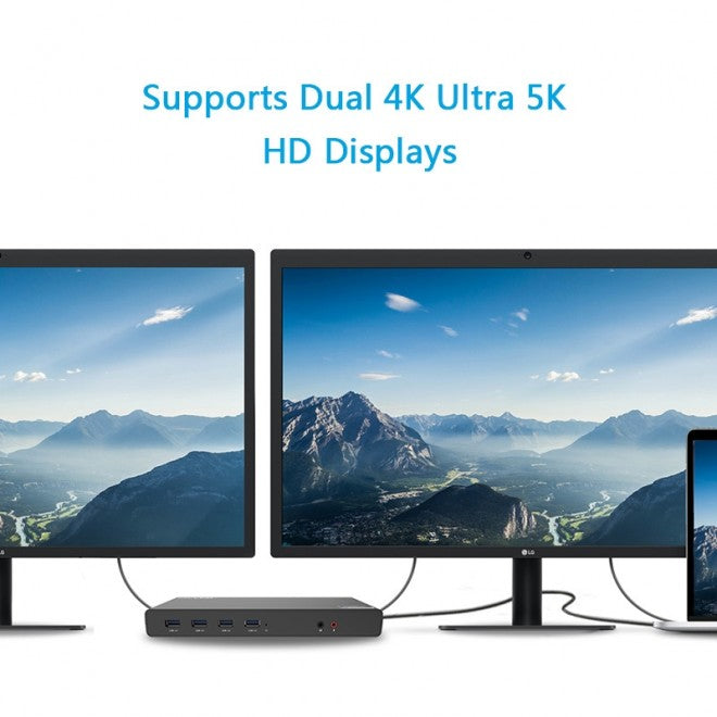 Computer Cables & Adapters: Wavlink USB-C Ultra 5K Laptop Docking Station with 6x USB3.0, 4K Dual Video Outputs, Gigabit Ethernet, Audio WS-UG69DK1