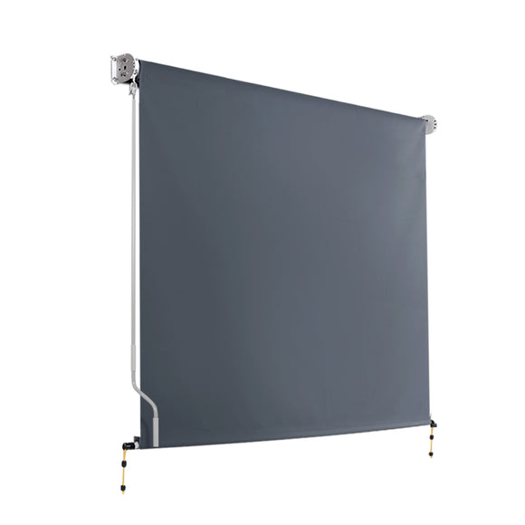 Instahut 1.5X2.5M Outdoor Blinds Awning Roll Down Canopy Retractable Outdoor Blinds Window Shade Grey