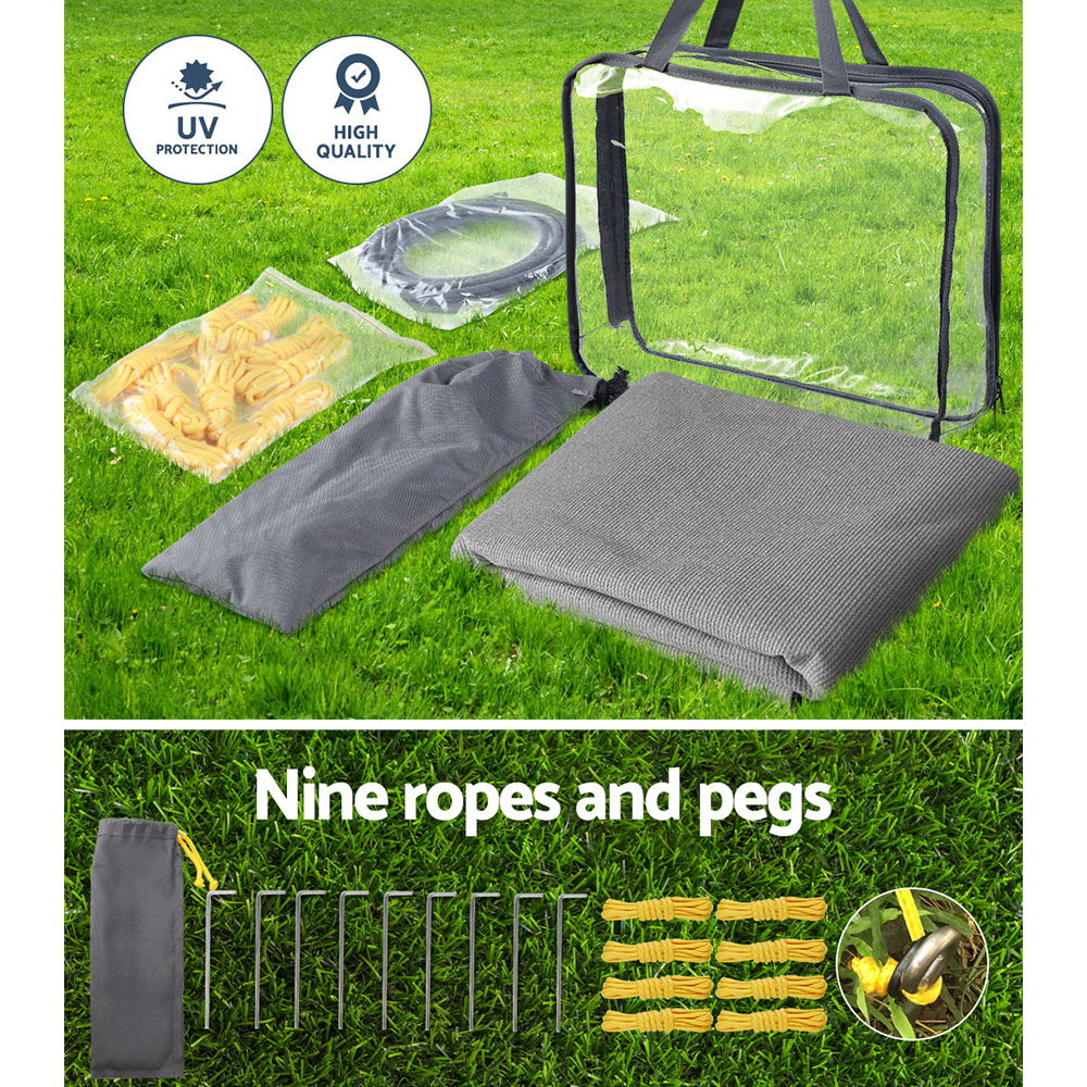 Caravan Accessories: Caravan Privacy Screen Roll Out Awning 3.7X1.95M End Wall Side Sun Shade Grey