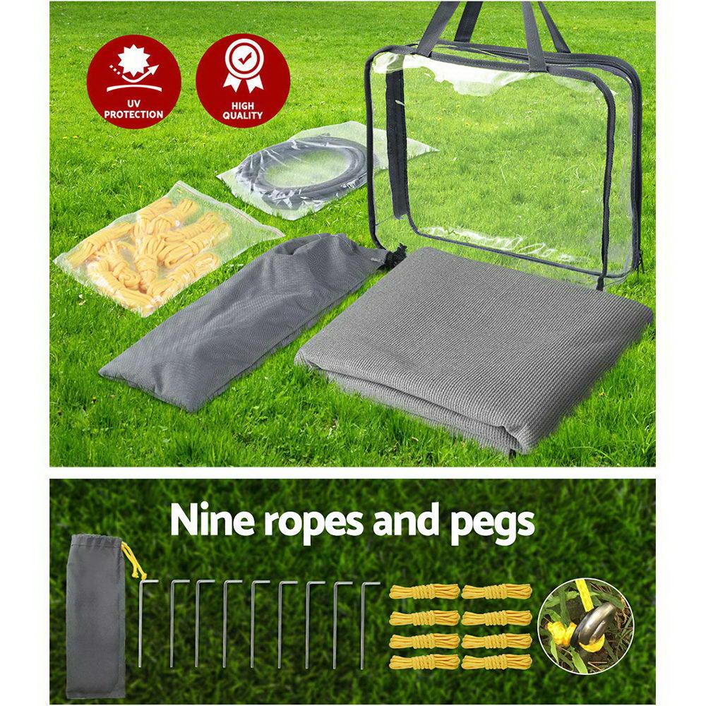 Caravan Accessories: Caravan Privacy Screen Roll Out Awning 4.6x1.95M End Wall Side Sun Shade Grey