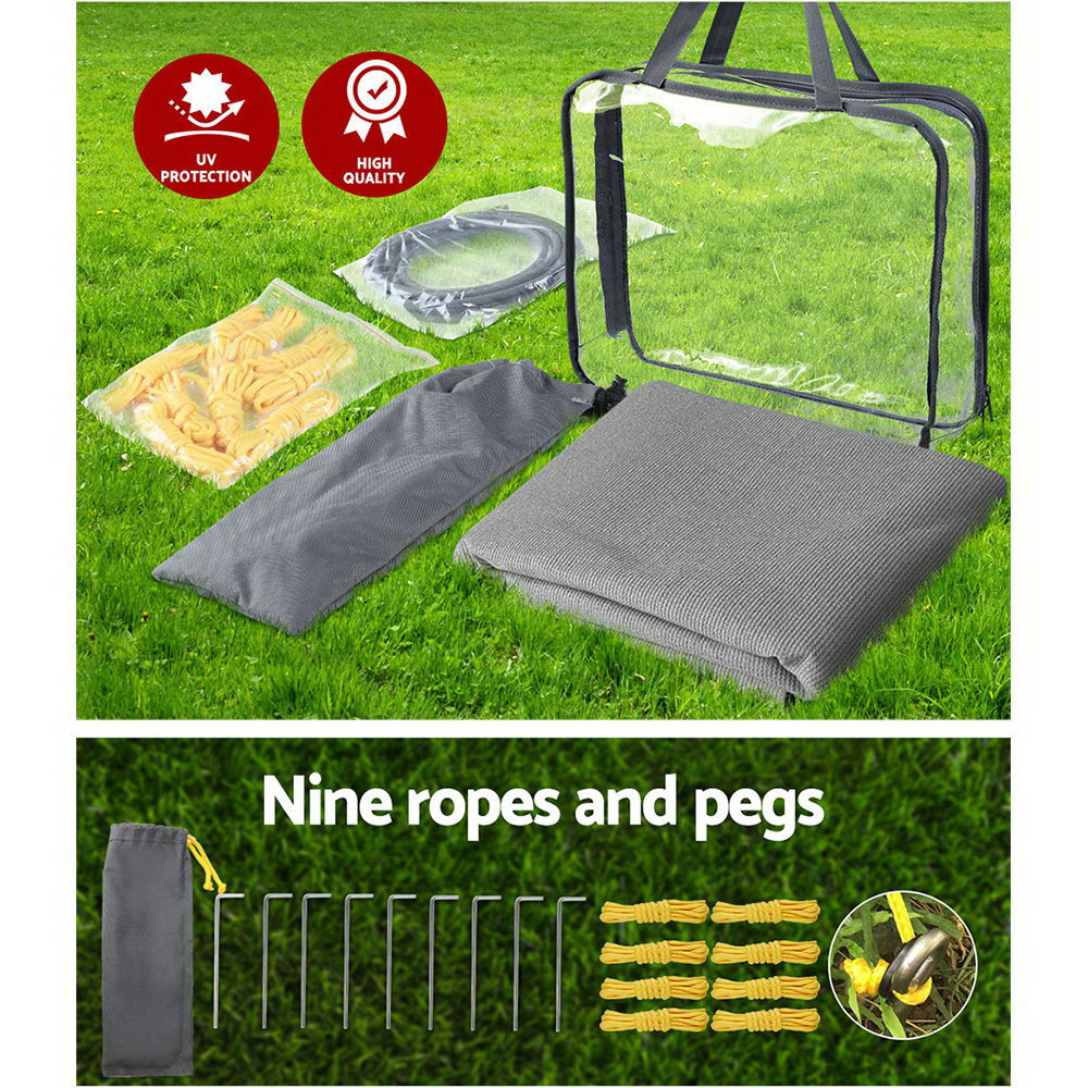 Caravan Accessories: Caravan Privacy Screen Roll Out Awning 5.2x1.95M End Wall Side Sun Shade Grey