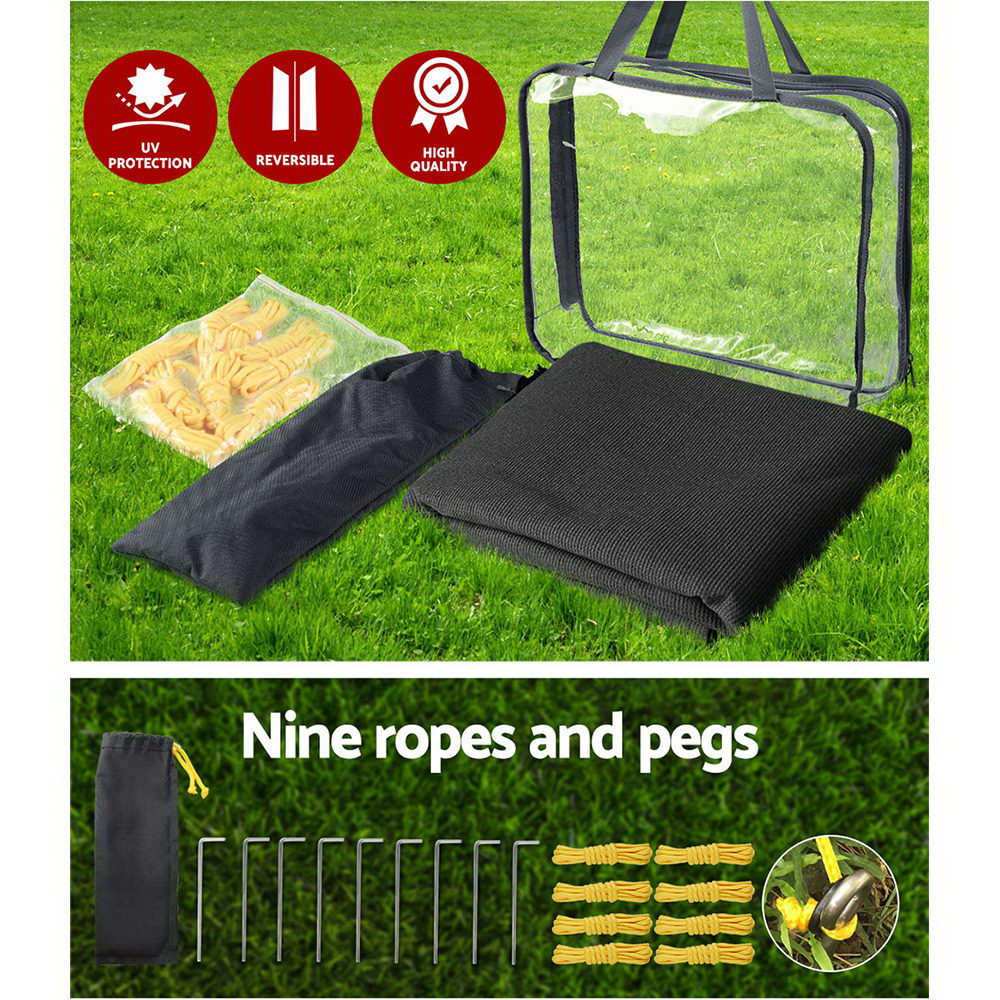 Awnings: Caravan Privacy Screen Roll Out Awning 1.95x2.2M Sun Shade End Wall Side Black
