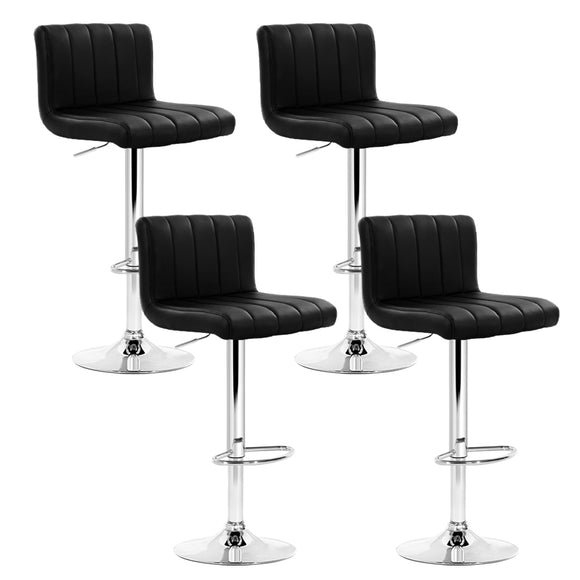 Artiss 4x Bar Stools Gas Lift Leather Black