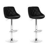 Artiss 2x Bar Stools Leather Padded Gas Lift Stool Black