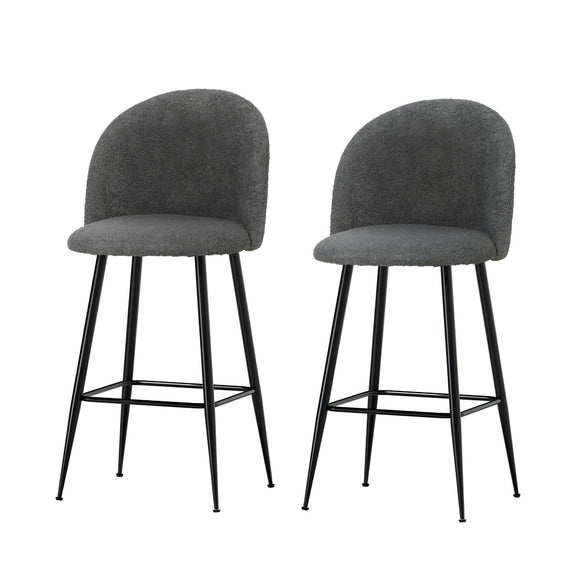 Artiss Bar Stools Kitchen Counter Barstools Sherpa Metal Chairs x2