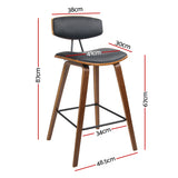 Artiss 2x Bar Stools Leather Padded w/Backrest