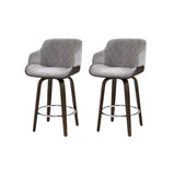 Artiss 2x Bar Stools Swivel Velvet Padded Wooden