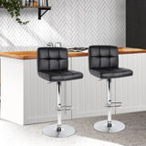 Artiss 2x Bar Stools Leather Gas Lift Black