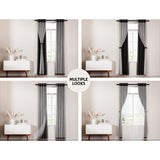 Artiss 2X 132x274cm Blockout Sheer Curtains Black