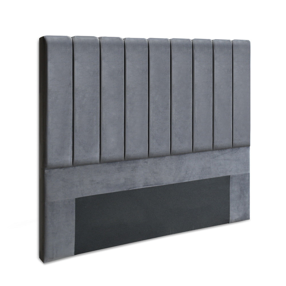 Headboards: Artiss Bed Head Headboard Double Velvet - VELA Grey