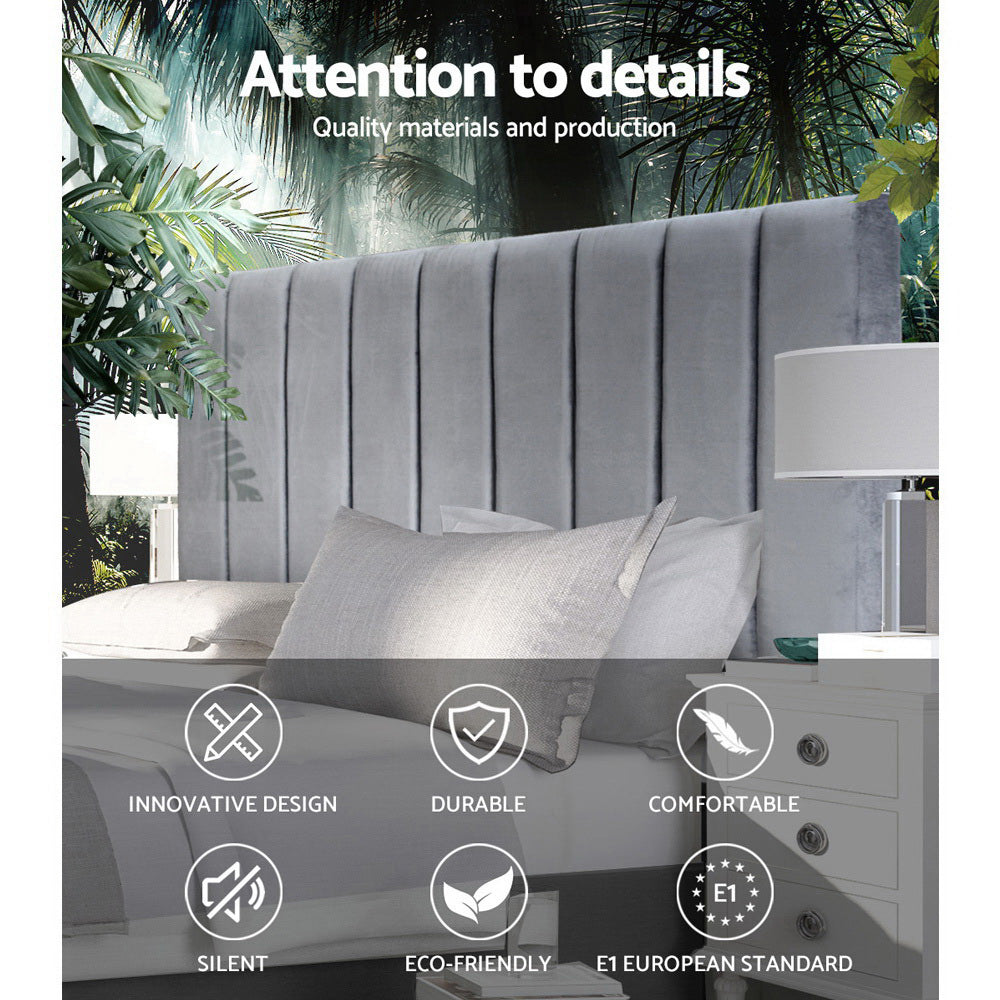 Headboards: Artiss Bed Head Headboard Double Velvet - VELA Grey